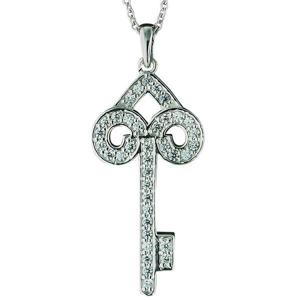 ネックレス キー 鍵 ダイヤモンド 0.37ct ペンダント pt900 プラチナ900 チェーン レディース ジュエリー アクセサリー プレゼント