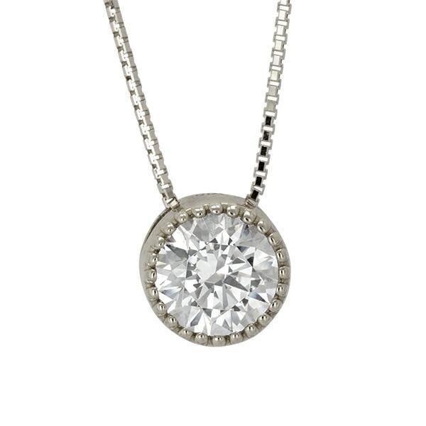 ネックレス 一粒 キュービックジルコニア 6.5mm 大粒 CZ シグニティ社製 プラチナ900 チェーン レディース ジュエリー アクセサリー