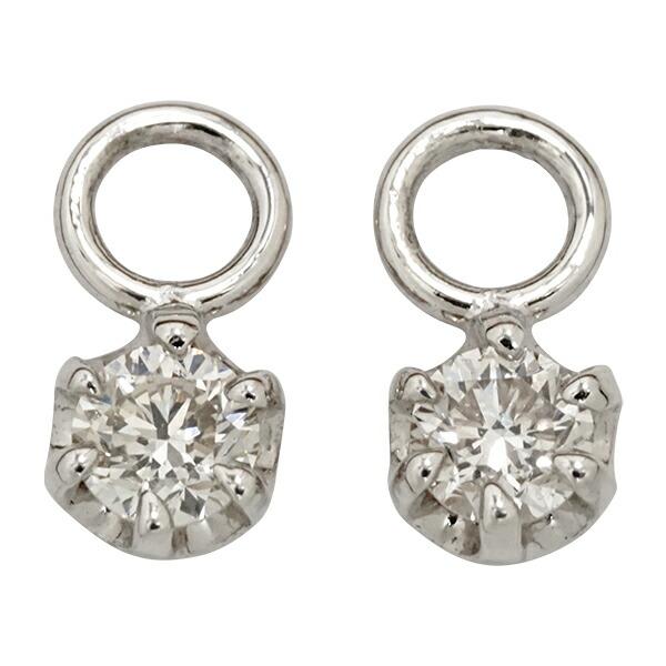 ピアス チャーム ダイヤモンド ソリティア ダイヤ 0.2ct フープ パイプ 18金 イエロー ピンク ホワイトゴールド レディース ジュエリー