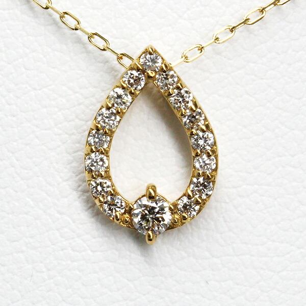 ネックレス ティアドロップ ダイヤモンド 18金 18k k18 イエロー ピンク ホワイトゴールド ダイヤ 0.20ct ペンダント ツユ 雫