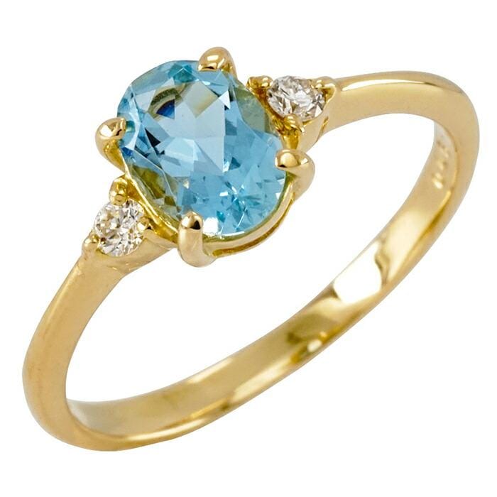 指輪 アクアマリン 3月誕生石 ダイヤモンド 0.06ct 18金 イエロー ピンク ホワイトゴールド レディース ジュエリー アクセサリー