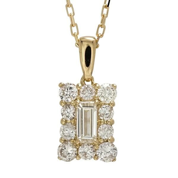 ネックレス ダイヤモンド レディース ペンダント バケット カット 0.35ct 18金 イエロー ピンク ホワイトゴールド ジュエリー