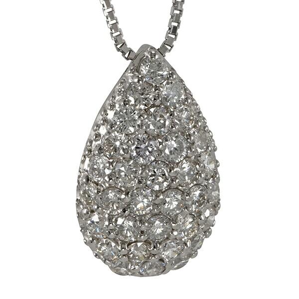 ネックレス ダイヤモンド パヴェ ダイヤ 0.8ct ティアドロップ 雫 ツユ 涙型 プラチナ900 ペンダント アクセ アクセサリー レディース