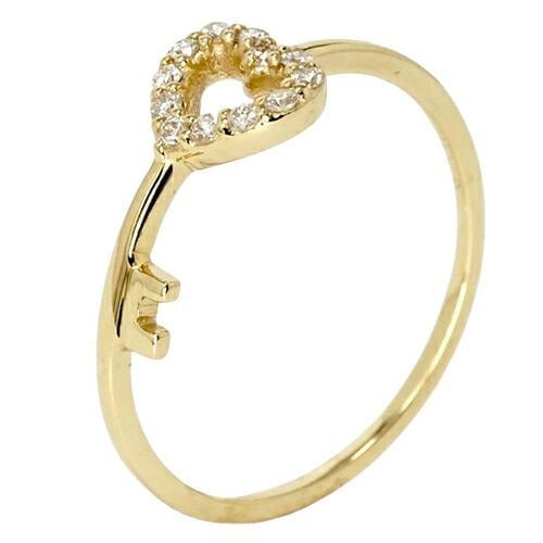 リング レディース ジュエリー 指輪 鍵 キー ダイヤモンド 0.10ct 18金 18k k18 イエロー ピンク ホワイトゴールド 小指