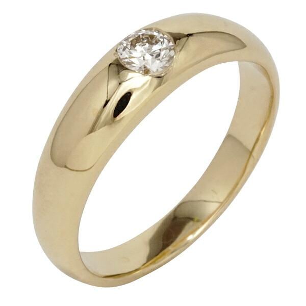 リング 指輪 甲丸 一粒ダイヤモンド ソリティア ダイヤ 0.20ct シンプル 18金 イエロー ピンク ホワイトゴールド 婚約指輪 刻印