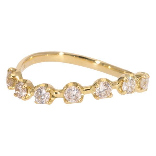 リング 指輪 ダイヤモンド 0.5ct カーブ ウェーブ 18金 イエロー ピンク ホワイトゴールド 無垢 婚約指輪 ring 刻印 レディース