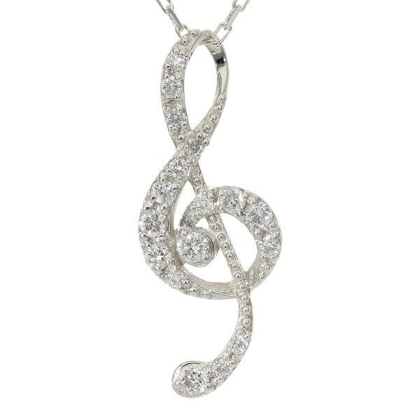 ネックレス ダイヤモンド 音符 ペンダント pt900 プラチナ900 チェーン レディース ジュエリー アクセサリー プレゼント ギフト 人気