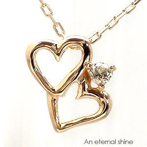 ネックレス ハート ペンダント ダイヤモンド 10金 イエロー ピンク ホワイトゴールド チェーン レディース ジュエリー アクセサリー プレゼント