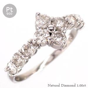 リング 指輪 ダイヤモンド テンダイヤモンド プラチナ900 ダイヤ 1ct 10石 フラワー 記念日 婚約指輪 刻印 レディース ジュエリー