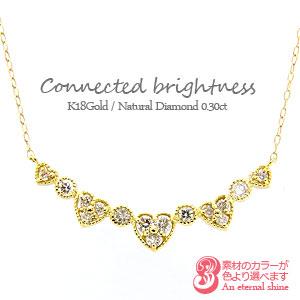 K18 ネックレス ダイヤモンド 0.3ct イエローゴールド ホワイトゴールド ピンクゴールド ハート ペンダント ミル打ち チェーン レディース
