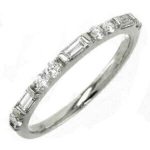 ハーフエタニティリング プラチナ900 ダイヤモンドリング 0.3ct エタニティリング バケットカット ステップカット 四角 婚約指輪 刻印