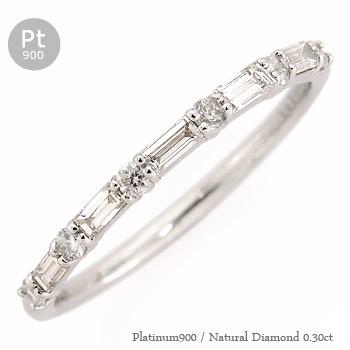 ハーフエタニティリング pt900 エタニティリング ダイヤモンド リング プラチナ900 ダイヤ 0.3ct バケットカット ステップカット 指輪