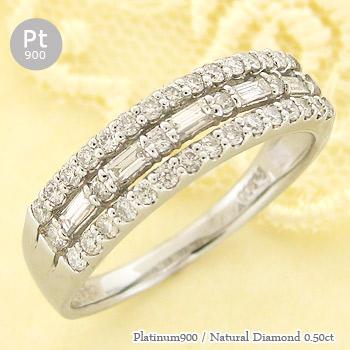 リング ダイヤモンド プラチ900 ダイヤ 0.5ct バケットカット 指輪 婚約指輪 刻印 レディース ジュエリー アクセサリー プレゼント