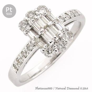 リング ダイヤモンド 0.5ct プラチナ900 バケット 指輪 婚約指輪 刻印 レディース ジュエリー アクセサリー プレゼント ギフト 人気