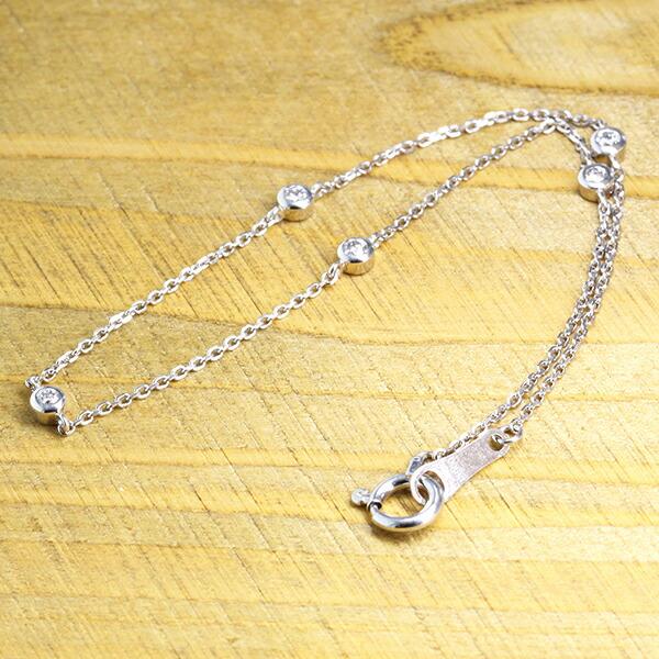 ブレスレット ダイヤモンド ステーション M ダイヤ 0.16ct フクリン プラチナ900 スキン レディース ジュエリー アクセサリー
