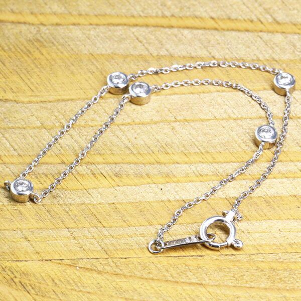 ブレスレット ダイヤモンド ステーション L ダイヤ 0.25ct フクリン プラチナ900 スキン レディース ジュエリー アクセサリー