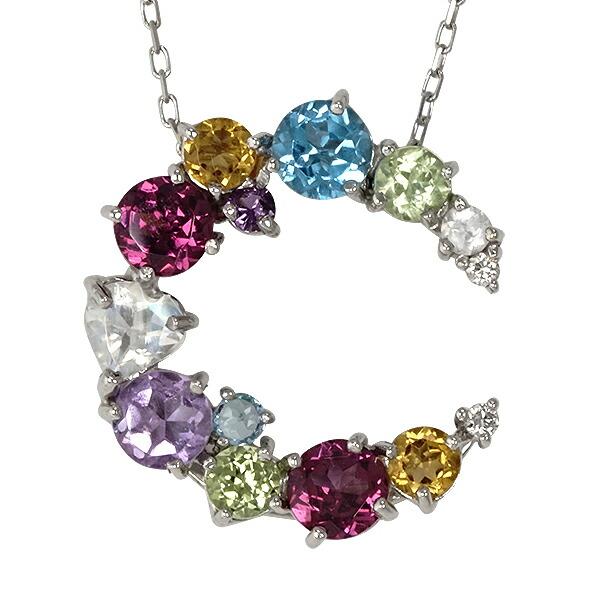 ネックレス 一粒ダイヤモンド 三日月 誕生石 ムーン ペンダント Pt900 PT900 プラチナ900 アミュレット チェーン レディース