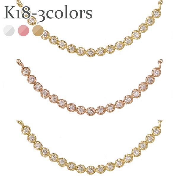 ネックレス ライン k18ゴールド ダイヤモンド 0.1ct 18金 ペンダント スキン チェーン レディース ジュエリー アクセサリー プレゼント