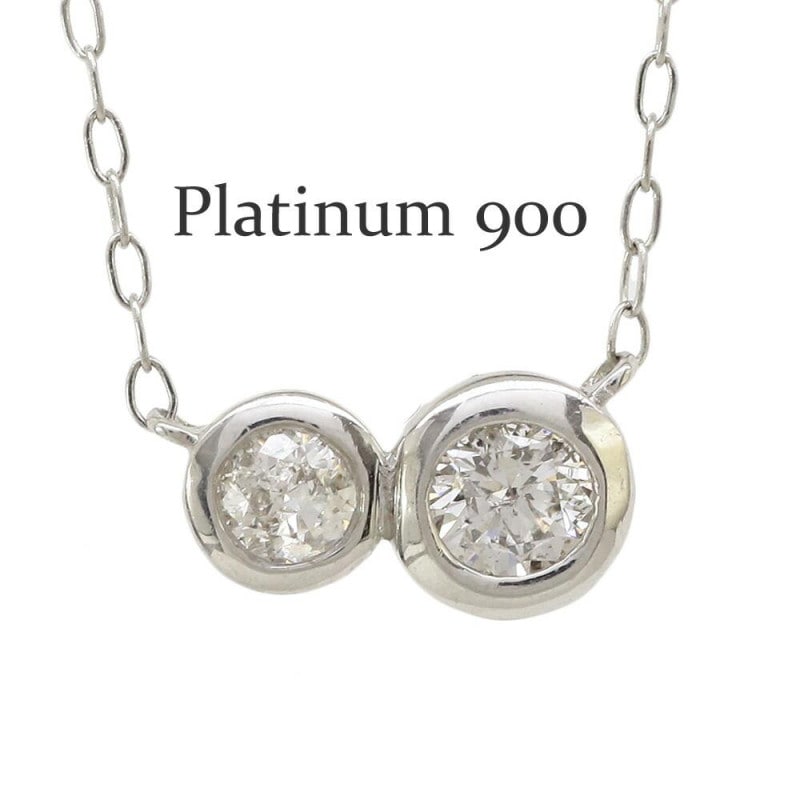 Pt900 ネックレス ダイヤモンド 0.2ct フクリン ペンダント チェーン レディース