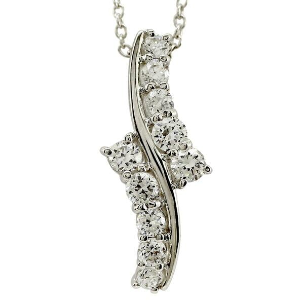 Pt900 ネックレス ダイヤモンド 0.5ct テンダイヤモンド 記念日 フラワー ペンダント 10石 チェーン レディース