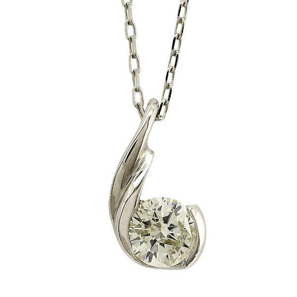 Pt900 ネックレス 一粒ダイヤモンド ペンダント 0.15ct スキン チェーン レディース