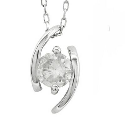 Pt900 ネックレス 一粒ダイヤモンド ペンダント 0.15ct スキン チェーン レディース