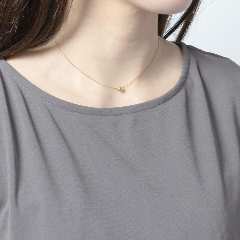 ネックレス 丸玉 ベネチアンチェーン 5mm 18金 18k k18 イエロー ピンク ホワイトゴールド シンプル 一粒 レディース ジュエリー