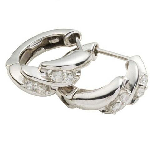 フープピアス 中折れピアス ダイヤモンドピアス ダイヤ 0.12ct 18金 イエロー ピンク ホワイトゴールド レディース ジュエリー