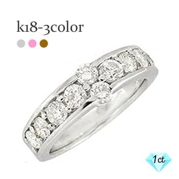 ハーフエタニティリング 指輪 ダイヤモンドリング 1ct テンダイヤモンド 18金 k18ゴールド 記念日 エンゲージ ブライダル 婚約指輪 刻印