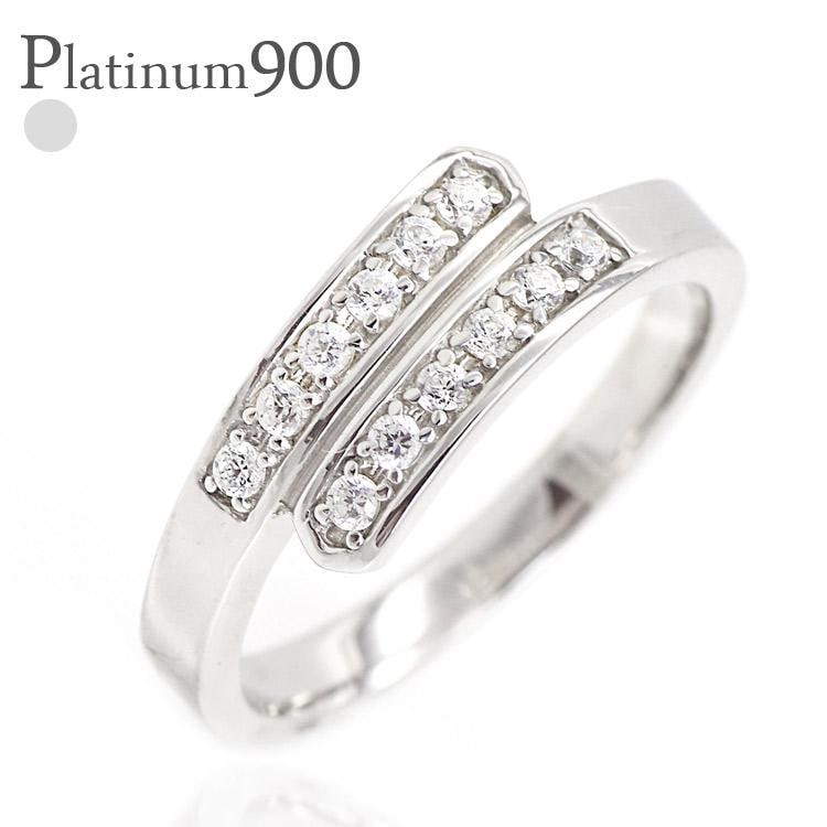 ハーフエタニティリング ダイヤモンドリング 0.1ct プラチナ900 エタニティリング シンプル 平打ちリング 婚約指輪 刻印 レディース