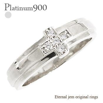 リング ダイヤモンド 0.05ct クロス 十字架 プラチナ900 指輪 男女兼用 婚約指輪 刻印 レディース ジュエリー アクセサリー プレゼント