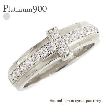 リング レディース ジュエリー 指輪 クロス 十字架 ダイヤモンド 0.2ct プラチナ900 男女兼用 ジュエリー 刻印 アクセサリー プレゼント