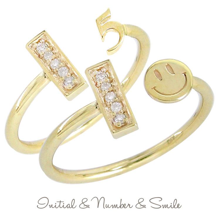 ピンキーリング フォークリング k10 イエローゴールド イニシャル 指輪 リング フリーサイズ 華奢 レディースアクセサリー アルファベット 英字
