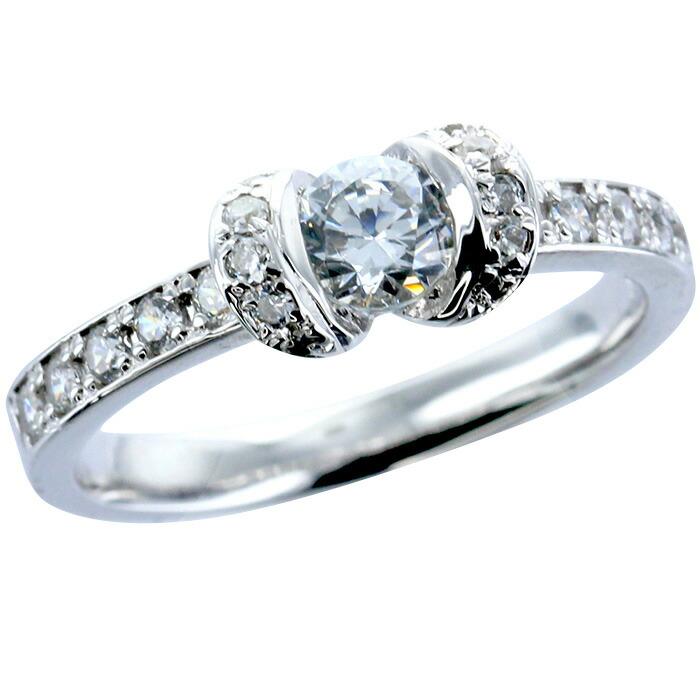 リング 指輪 一粒ダイヤモンド 0.3ct/脇ダイヤ0.25ct プラチナ900 シンプル 婚約指輪 刻印 レディース ジュエリー アクセサリー