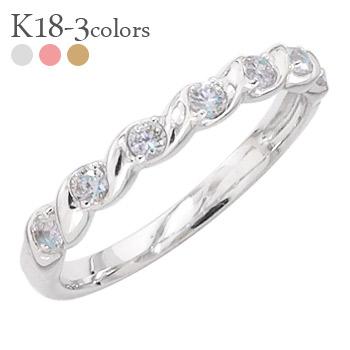 ハーフエタニティリング 指輪 ブルームーンストーン 6月誕生石 18金 イエロー ピンク ホワイトゴールド リング レディース ジュエリー