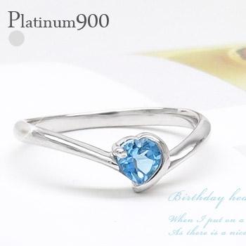 リング カラーストーン ハート 一粒 プラチナ900 V字 誕生石 Vライン 指輪 刻印 レディース ジュエリー アクセサリー プレゼント ギフト