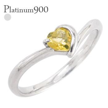 リング シトリントパーズ ハート 一粒 プラチナ900 V字 11月誕生石 Vライン 指輪 レディース ジュエリー アクセサリー プレゼント ギフト