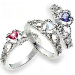 ピンキーリング プラチナ900 誕生石 ダイヤモンドリング 0.08ct ハート ティアラ 冠 指輪 ファランジリング ミディリング 小指 婚約指輪