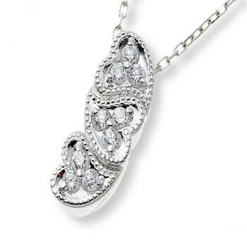 Pt900 ネックレス ダイヤモンド ハート 0.13ct ペンダント チェーン レディース