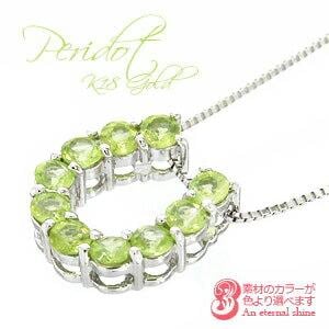 ネックレス 馬蹄 ホースシュー ペリドット 8月誕生石 10石 18金 18k k18 イエロー ピンク ホワイトゴールド ペンダント