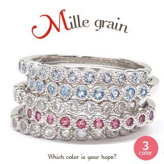 エタニティリング ピンキーリング 誕生石 K18 18金 ミル打ち 指輪 リング 小指 ファランジリング 天然石 カラーストーン レディース