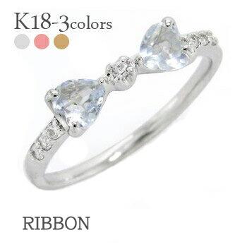 リング ブルームーンストーン リボン 6月誕生石 ダイヤモンド 0.08ct k18 18金 りぼん 指輪 誕生石 レディース ジュエリー