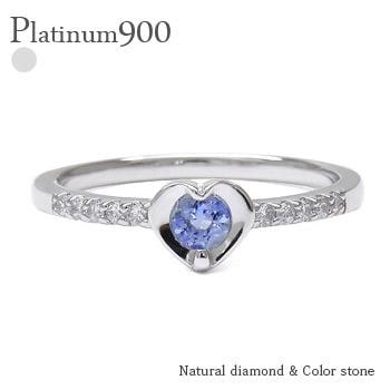 ピンキーリング タンザナイト 12月誕生石 ダイヤモンドリング 0.1ct プラチナ900 ハート 指輪 レディース ジュエリー アクセサリー