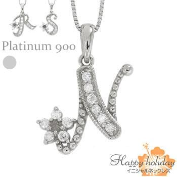 ネックレス ペンダント イニシャル ダイヤモンド プラチナ900 フラワー 誕生石 アルファベット レディース ジュエリー アクセサリー プレゼント