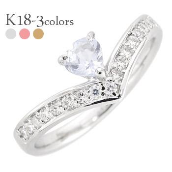 ハーフエタニティリング ブルームーンストーン 6月誕生石 ハート リング ダイヤモンド 0.17ct 18金 イエロー ピンク ホワイトゴールド