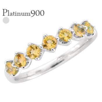 ハーフエタニティリング シトリントパーズ 11月誕生石 プラチナ900 2.5mm 指輪 レディース ジュエリー アクセサリー プレゼント ギフト