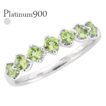 ハーフエタニティリング ペリドット 8月誕生石 プラチナ900 2.5mm 指輪 レディース ジュエリー アクセサリー プレゼント ギフト 人気