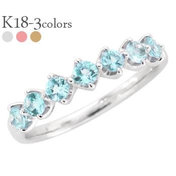 指輪 ブルートパーズ 11月誕生石 18金 イエロー ピンク ホワイトゴールド 2.5mm レディース ジュエリー アクセサリー プレゼント ギフト