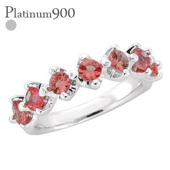 ハーフエタニティリング エタニティリング プラチナ900 ガーネット 1月誕生石 3mm 7石 指輪 レディース ジュエリー アクセサリー