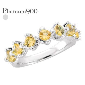 ハーフエタニティリング エタニティリング プラチナ900 シトリントパーズ 11月誕生石 3mm 7石 指輪 レディース ジュエリー アクセサリー